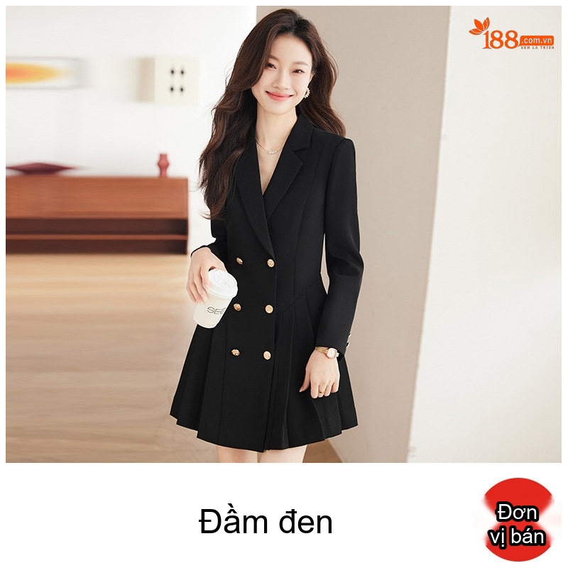 Váy Đầm Công Sở Nữ Dáng Vest Xếp Ly Cao Cấp Màu Đen, Hồng, Kem