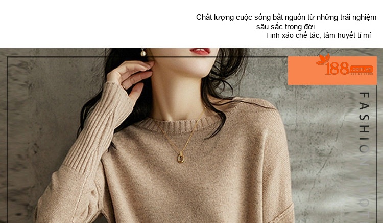 Set Bộ Áo Len Dài Tay Và Chân Váy Dệt Kim Ống Suông Thời Trang Thu Đông Nữ Màu Nâu, Be chi tiết 1