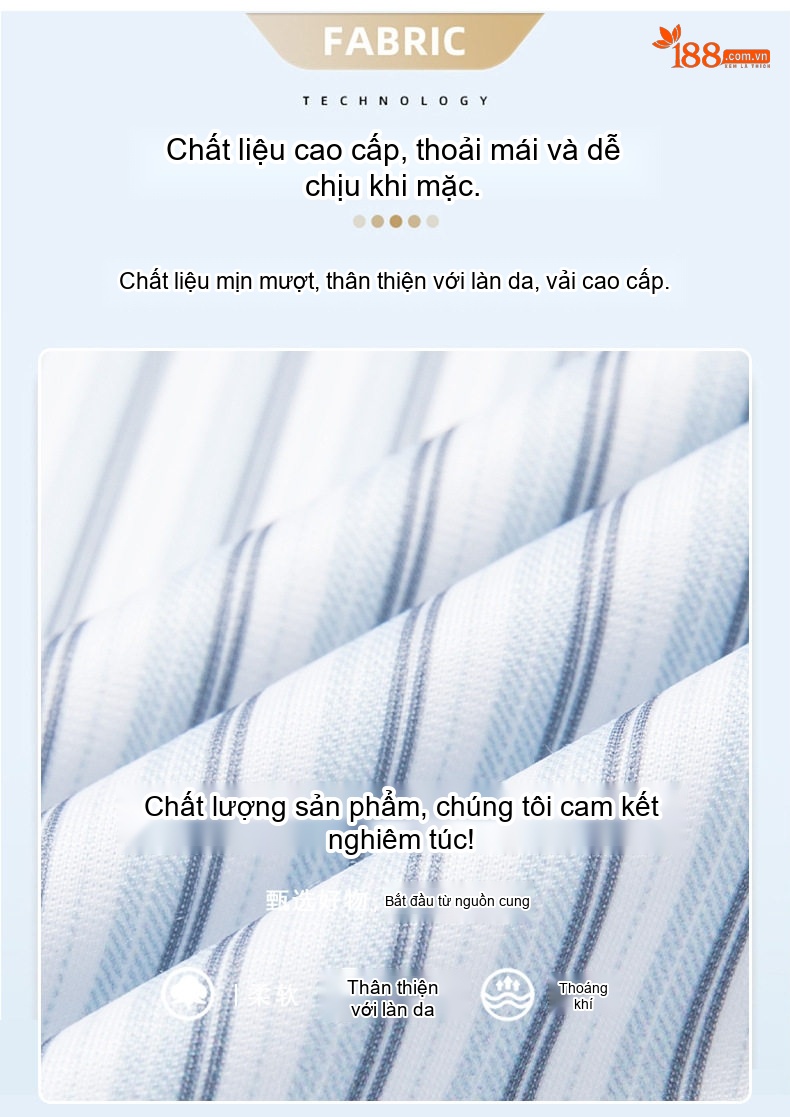 Áo Sơ Mi Nam Tay Ngắn Lụa Tằm Cao Cấp Họa Tiết Kẻ Sọc Màu Trắng, Xanh chi tiết 1
