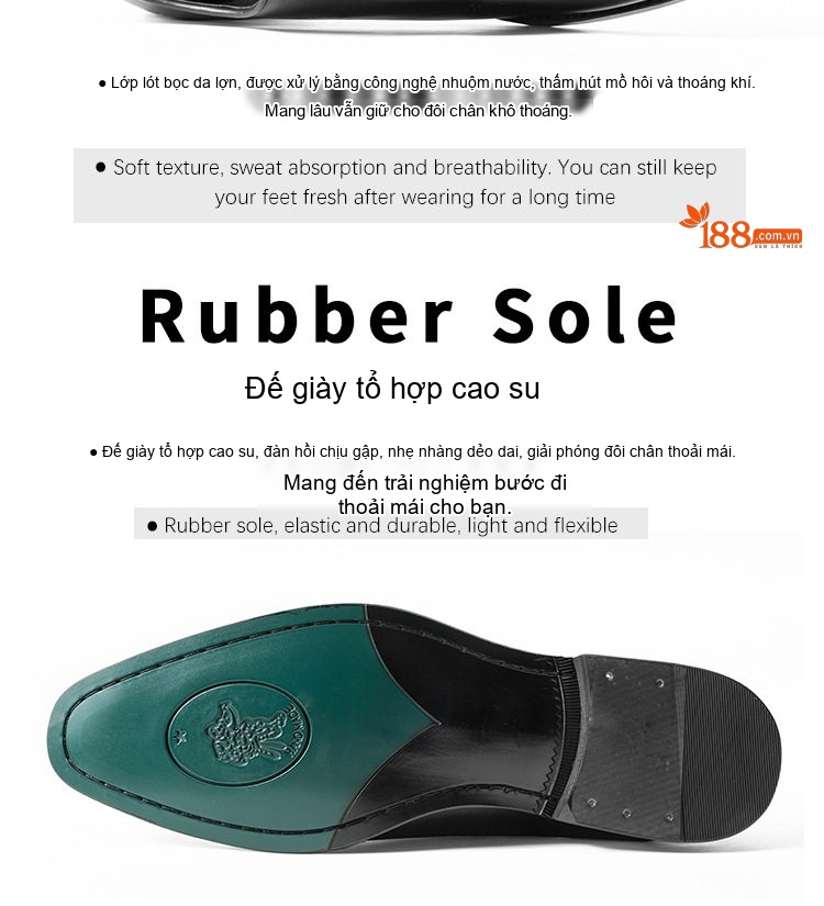 Giày Tây Buộc Dây Nam Da Bóng Brogue Oxford Chiều Cao Đế Khoảng 3cm Màu Đen, Nâu Đỏ chi tiết 5
