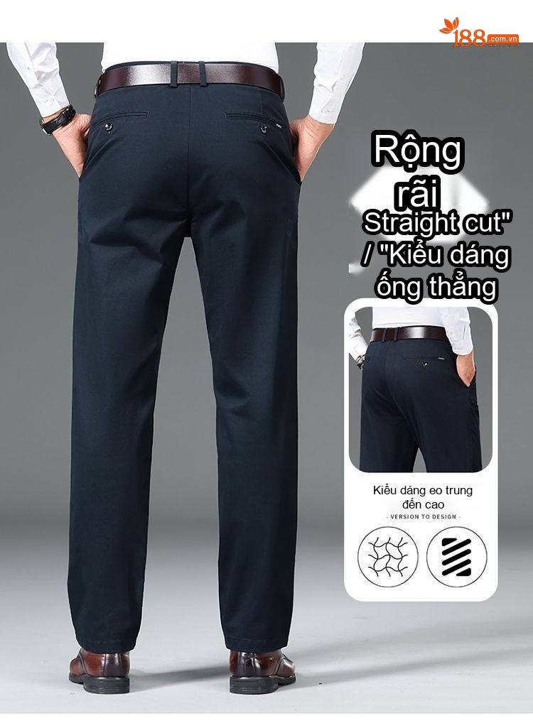 Quần Dài Nam Cotton Ống Suông Rộng Thoải Mái Màu Đen, Xám, Xanh Navy, Nâu chi tiết 38