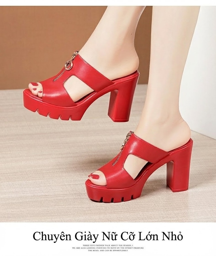 Dép Sục Nữ Hở Mũi Quai Ngang Da Bóng Chiều Cao Đế Khoảng 8cm Màu Đen, Trắng, Đỏ, Bạc... chi tiết 12