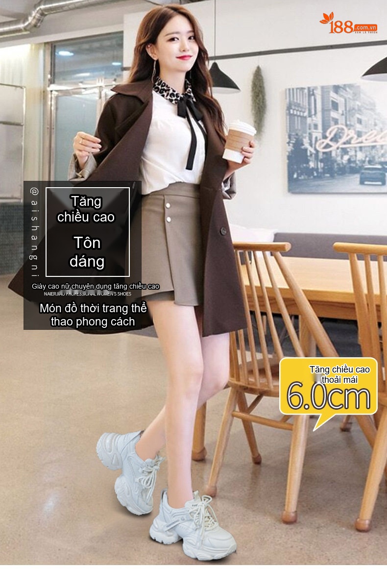 Giày thể thao nữ đế dày phong cách ulzzang, đế cao 5 cm chi tiết 1