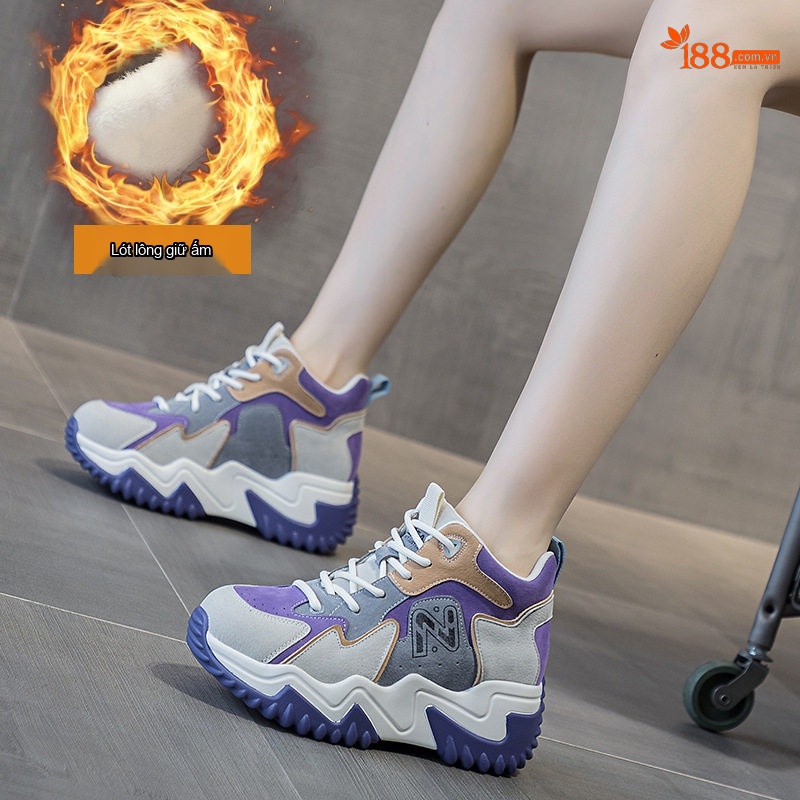 Giày Sneaker Nữ Đế Dày Chiều Cao Đế Khoảng 5cm Phong Cách Hàn Quốc Màu Trắng, Xanh Navy, Đỏ...