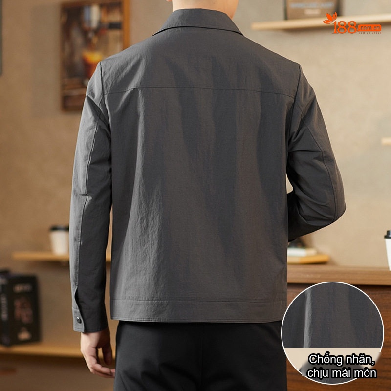 Áo Khoác Công Sở Nam Cổ chữ Vuông Phong Cách Casual Màu Đen, Xám