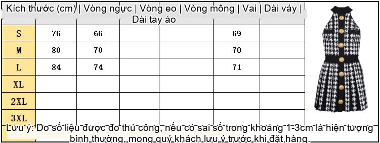 Váy Ngắn Dệt Kim Nữ Họa Tiết Chân Chim Cổ Yếm Không Tay Xếp Ly Màu Đen, Trắng chi tiết 1