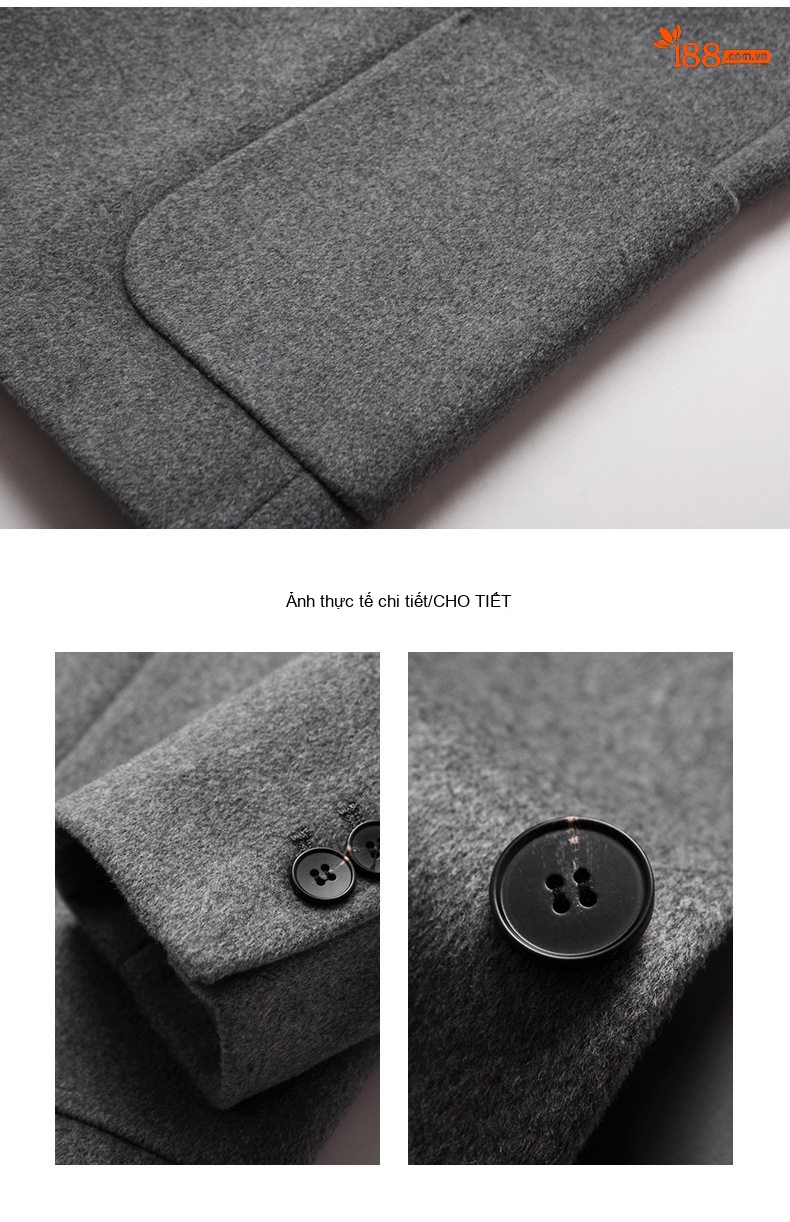Áo Vest Nam Hai Khuy Cổ Điển Dáng Ôm Phong Cách Hàn Quốc Màu Đen, Nâu, Xám chi tiết 7