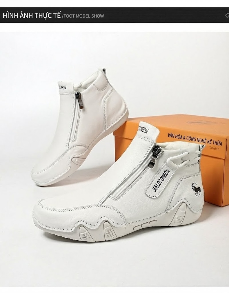Boot Martin Nữ Da Thật Lót Lông Cao Cổ Đế Cao Su 3cm chi tiết 22