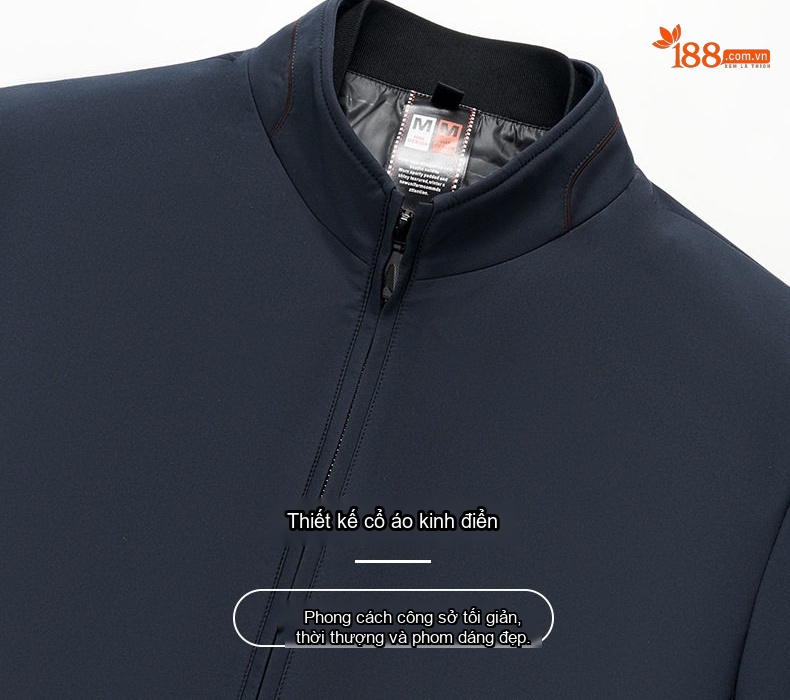 Áo Khoác Phao Nam Cao Cấp Cổ Trụ Lót Lông Có Thể Tháo Rời Chống Gió Giữ Ấm Phong Cách Doanh Nhân Màu Đen, Xanh Navy chi tiết 2
