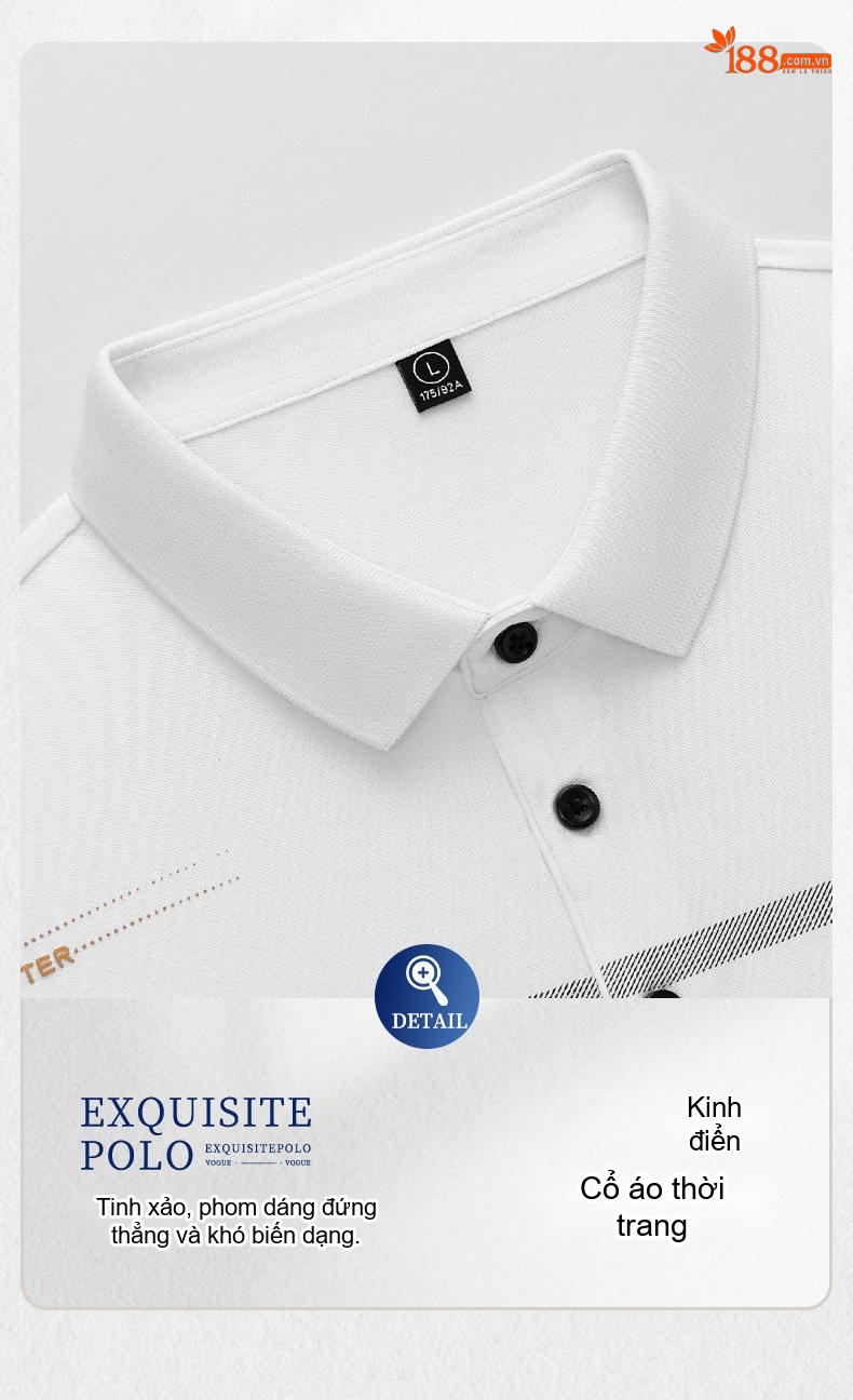 Áo Polo Nam Sợi Tơ Cotton Thời Trang Thanh Lịch Màu Trắng, Kem, Xanh, Đen chi tiết 27