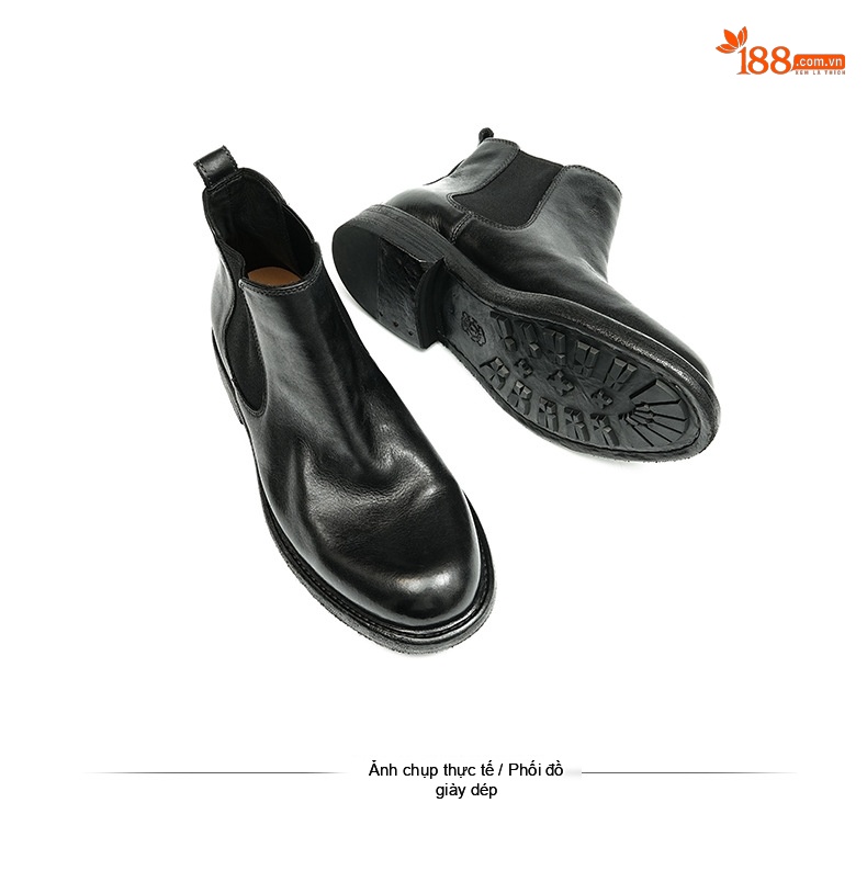 Boot Chelsea Nam Da Mờ Cao Cổ Chiều Cao Đế Khoảng 3cm Màu Đen, Nâu chi tiết 14