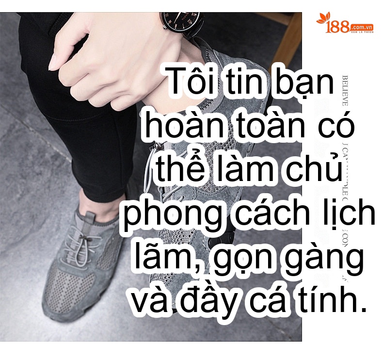 Giày Mọi Nam Vải Lưới Thoáng Khí Da Mờ Chiều Cao Đế Khoảng 3cm Màu Kem, Đen, Xám chi tiết 14