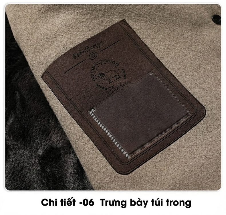 Áo Khoác Dạ Nam 100% Lông Cừu Hai Mặt Lót Nhung Vàng Kim Màu Be, Đen chi tiết 28