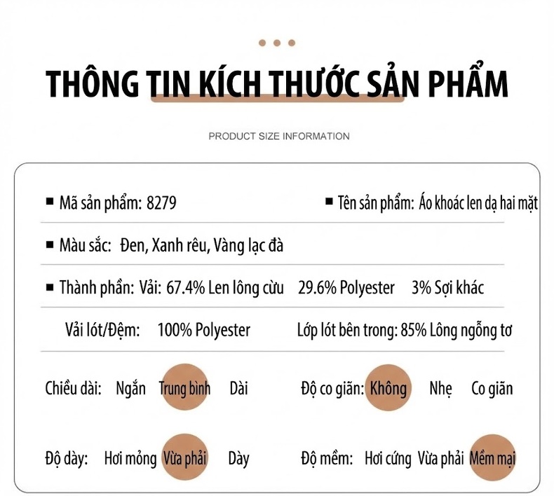 Áo Khoác Dạ Nam Hai Mặt Lót Lông Vũ Có Thể Tháo Rời Màu Nâu, Đen chi tiết 20