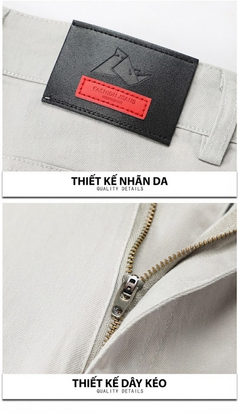 Quần Jean Dài Nam Ống Đứng Co Giãn Nhẹ Thoải Mái Màu Xám, Trắng, Đen, Xanh chi tiết 16