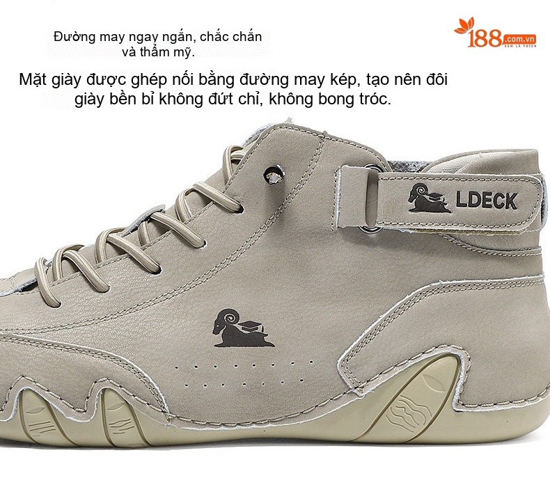 Giày Boot Martin Nam Cổ Cao Da Mờ Chiều Cao Đế Khoảng 3cm Màu Be, Nâu, Xám, Đen chi tiết 11