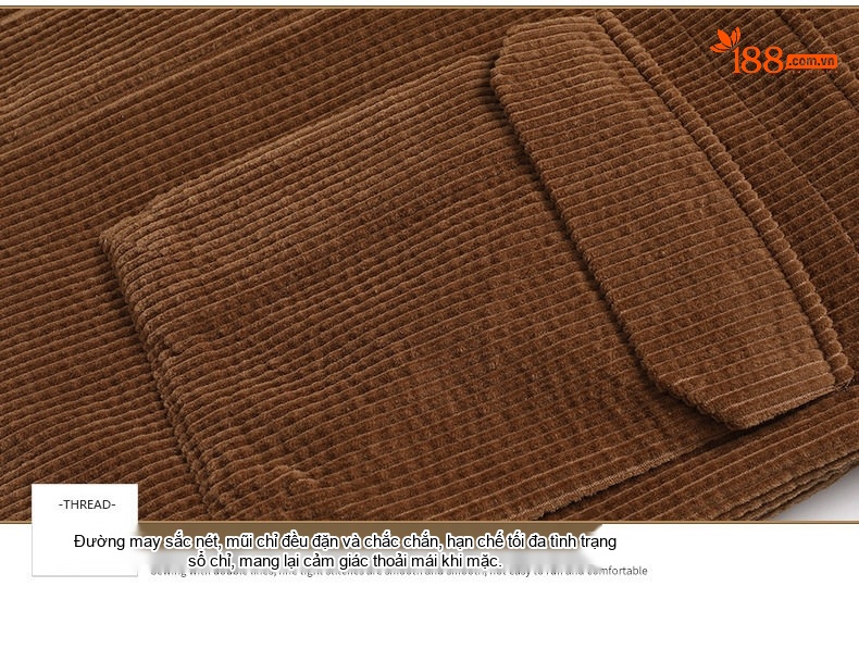 Áo Khoác Nam Lót Lông Cừu Non Cotton Gân Dày Dặn Dáng Dài Màu Nâu, Đen, Xanh Rêu chi tiết 6