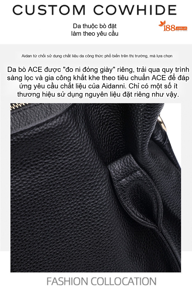 Túi Xách Tay Nữ Da Mềm Nhiều Ngăn Đeo Vai Đeo Chéo Thời Trang Màu Đen chi tiết 8