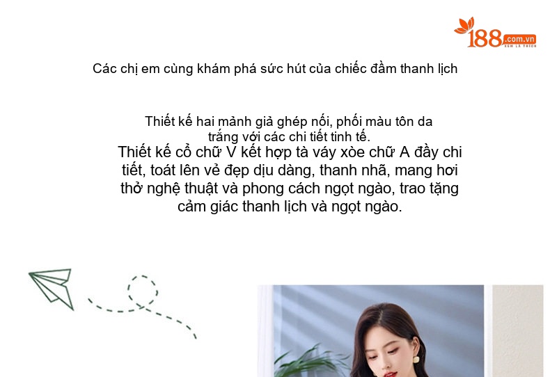 Váy Dệt Kim Nữ Cổ chữ V Đính Cúc Ngọc Trai Phối Ren Phong Cách Quý Cô Màu Be, Đen, Hồng chi tiết 3
