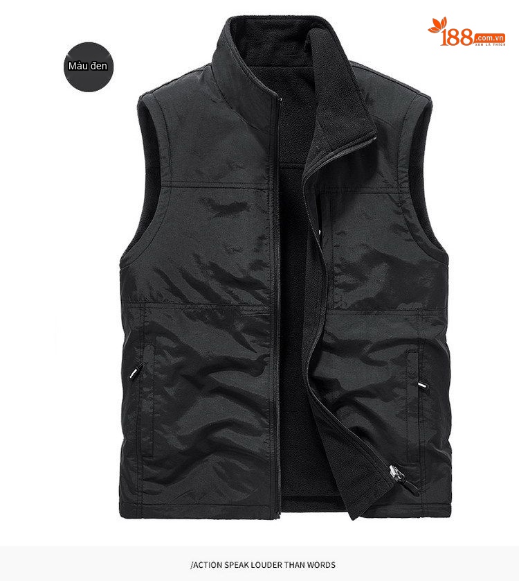Áo Gile Nam Lót Lông Cừu Non Dày Dặn Hai Mặt Màu Xanh Rêu, Xám, Xanh Navy, Nâu... chi tiết 14