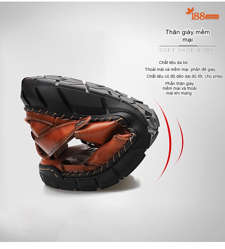 Sandal Nam Da Thật Xỏ Ngón Thoáng Khí Chiều Cao Đế Khoảng 3cm Màu Nâu, Đen chi tiết 9