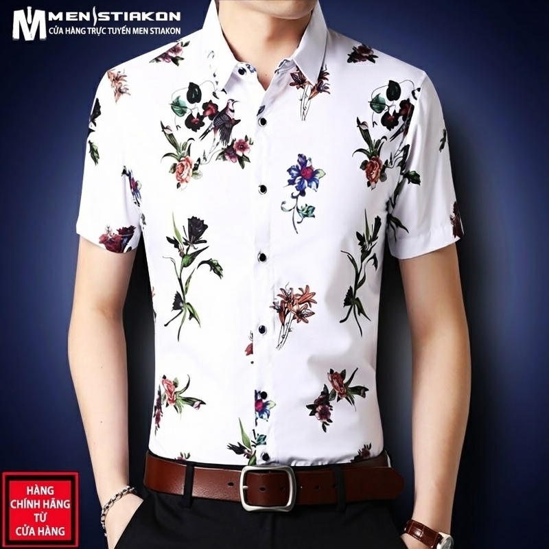 Áo Sơ Mi Nam Tay Ngắn Họa Tiết Phong Cách Trung Hoa