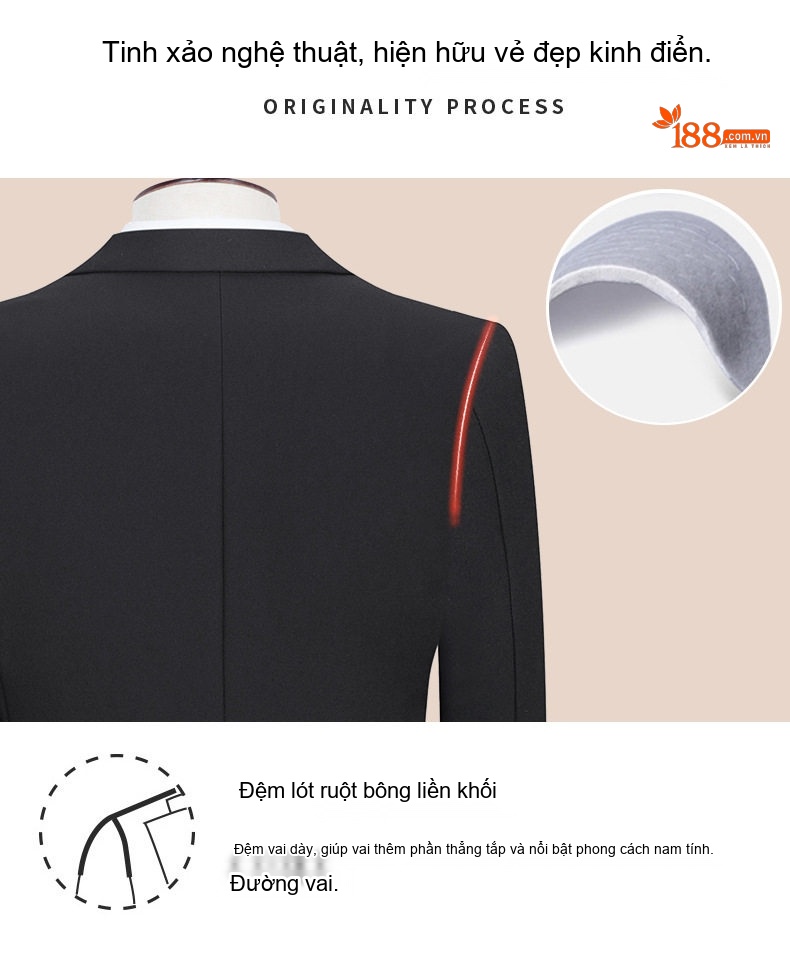 Bộ Vest Nam Trơn Màu Cưới Hỏi Chú Rể Dáng Ôm Phong Cách Hàn Quốc Bộ Ba Món Màu Đen chi tiết 10