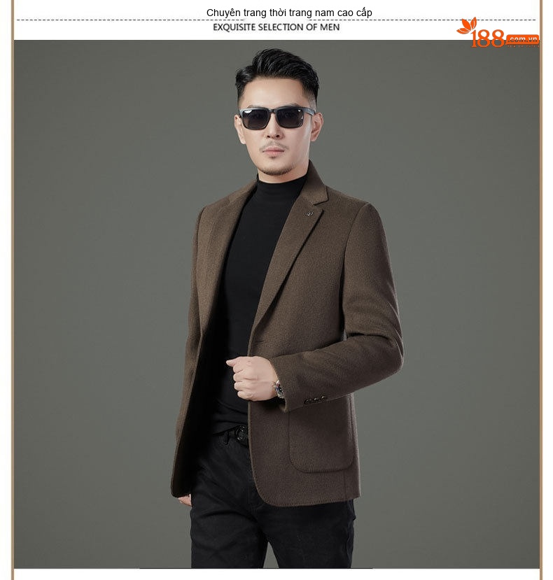 Áo Khoác Blazer Nam Hai Mặt Lông Cừu Áo Phao Lót Lông Vũ Có Thể Tháo Rời Màu Đen, Nâu, Xám chi tiết 16