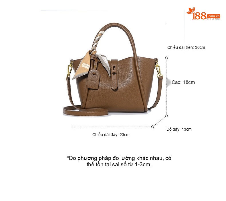 Túi Xách Nữ Đeo Vai/Đeo Chéo Kiểu Dáng Basket Bag Da Mờ Màu Nâu chi tiết 4