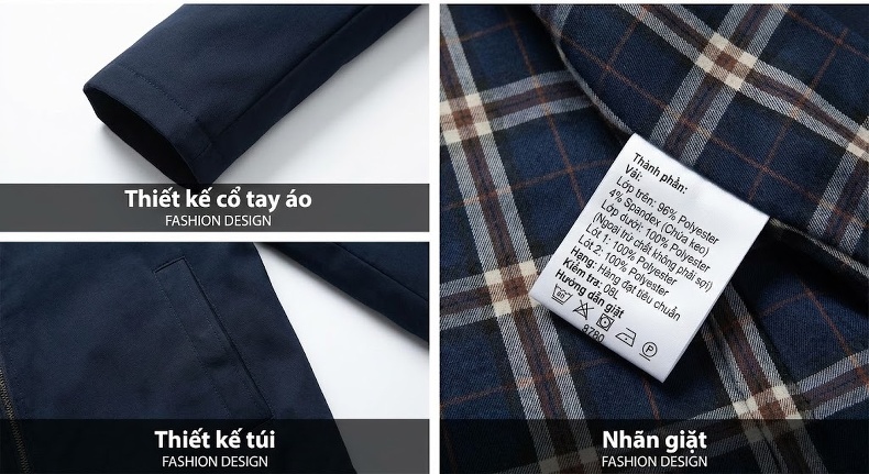 Áo Khoác Gió Nam Trung Niên Lụa Tơ Tằm Cổ Bẻ Phong Cách Doanh Nhân Màu Đen chi tiết 12