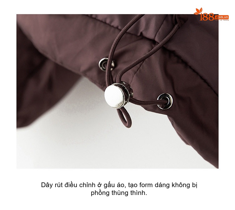 Áo Khoác Phao Nữ Ngắn 90% Lông Vịt Trắng Dáng Bánh Mì Phong Cách Hàn Quốc Màu Nâu, Kem chi tiết 7