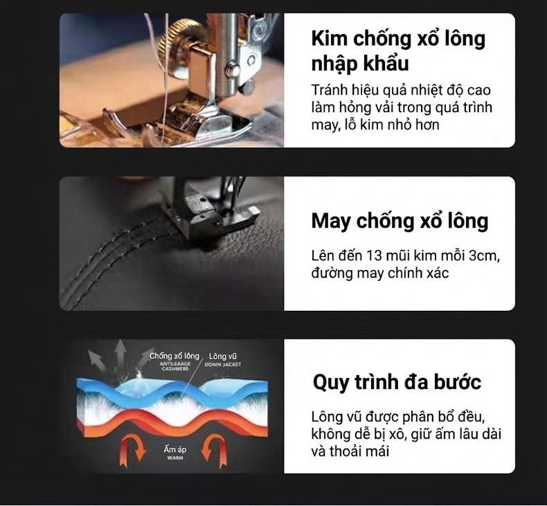 Áo Khoác Phao Nam Dáng Dài Lót Lông Vũ Trắng Tháo Rời Màu Đen, Xám chi tiết 6