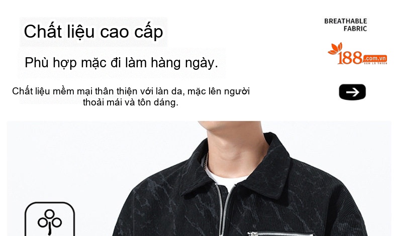 Áo Khoác Nam Cổ Bẻ Dáng Ngắn Phong Cách Retro Vải Đũi Màu Xám, Đen, Xanh Rêu, Nâu chi tiết 2
