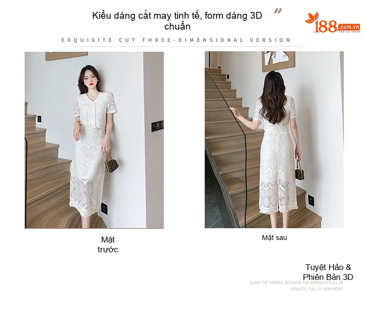 Set Áo Croptop Tay Ngắn và Chân Váy Bút Chì Lưới Cao Cấp Phong Cách Quý Cô Màu Đen, Trắng chi tiết 5