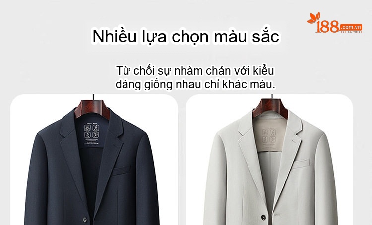 Áo Blazer Nam Phong Cách Hàn Quốc Chống Nhăn Màu Đen, Xám, Trắng Kem chi tiết 9