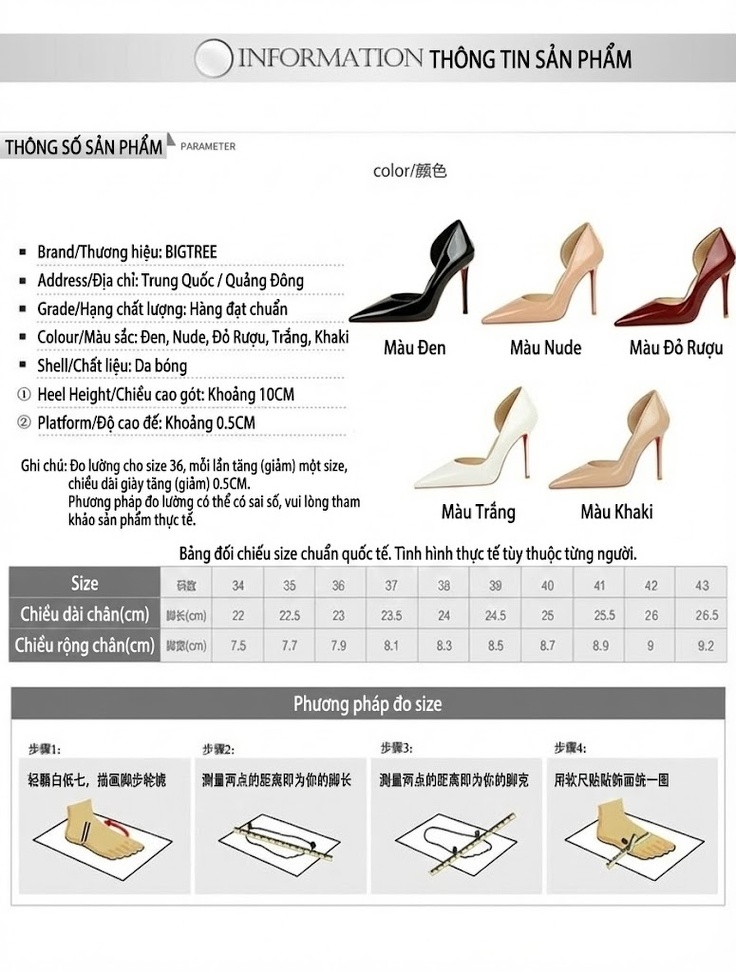 Giày Cao Gót Nữ Da Bóng Hở Bên Chiều Cao Đế Khoảng 9cm Màu Nude, Trắng, Đen chi tiết 1