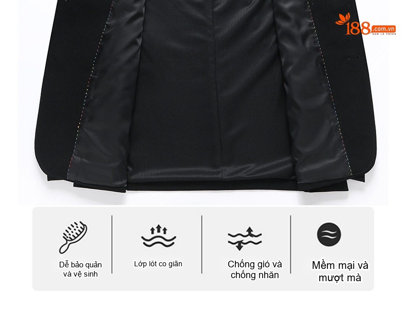 Áo Vest Nam Dáng Ôm Dệt Kim Màu Đen chi tiết 6