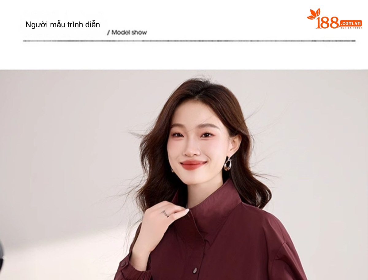 Áo Khoác Bomber Nữ Tay Lỡ Dáng Ngắn Màu Đỏ, Nâu, Đen chi tiết 16