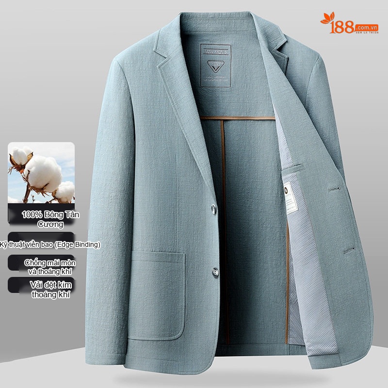 Áo Vest Blazer Nam Cotton Mát Mẻ Phong Cách Casual Màu Nâu, Xanh, Đen, Kem...