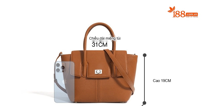Túi Tote Nữ Da Thật Công Sở Đựng Tài Liệu Sức Chứa Lớn Màu Nâu chi tiết 10