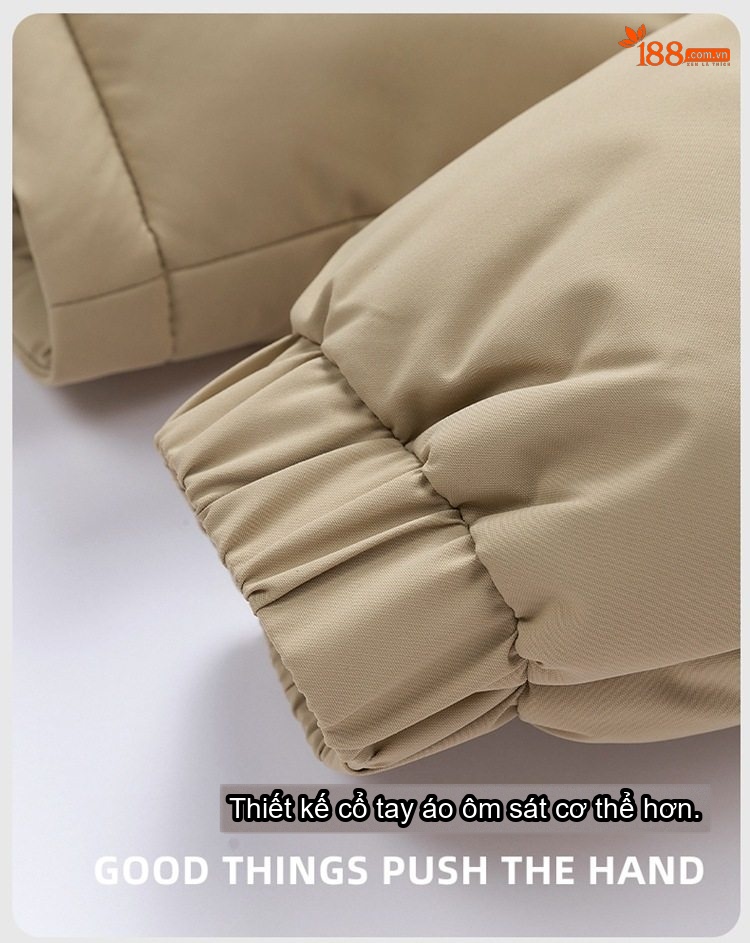 Áo Khoác Phao Nam Nữ Cotton Lót Dày Mũ Rời Chất Liệu Vải Lanh Màu Be, Đen, Xanh Lá, Hồng... chi tiết 17