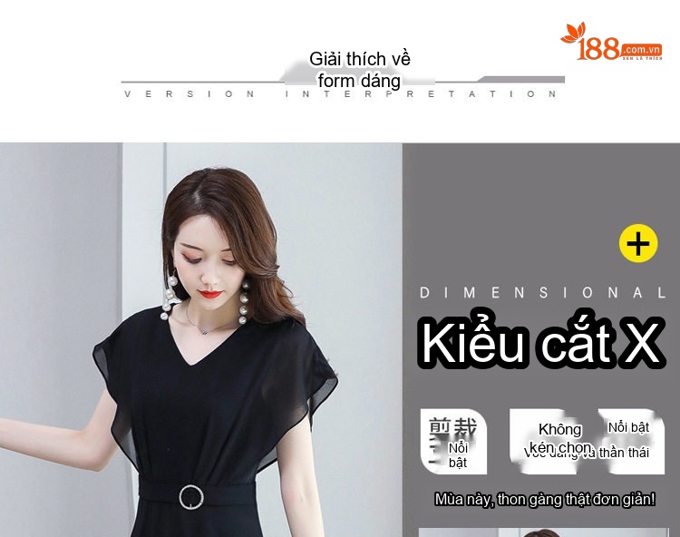 Váy Liền Thân Nữ Cổ chữ V Tay Ngắn Thanh Lịch Màu Đen, Tím, Hồng chi tiết 6