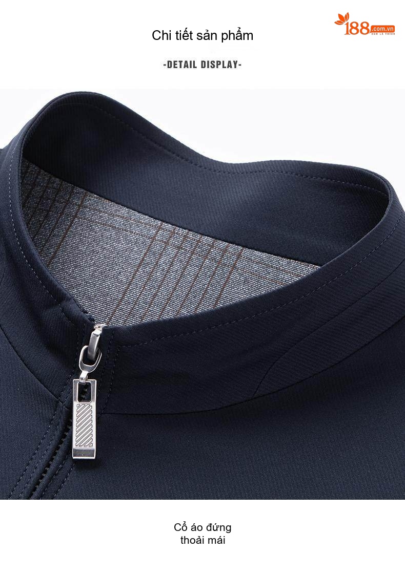 Áo Khoác Nam Cổ Bẻ Khóa Kéo Dáng Ngắn Phong Cách Doanh Nhân Màu Xanh Navy, Xám, Trắng, Xám Đậm... chi tiết 16
