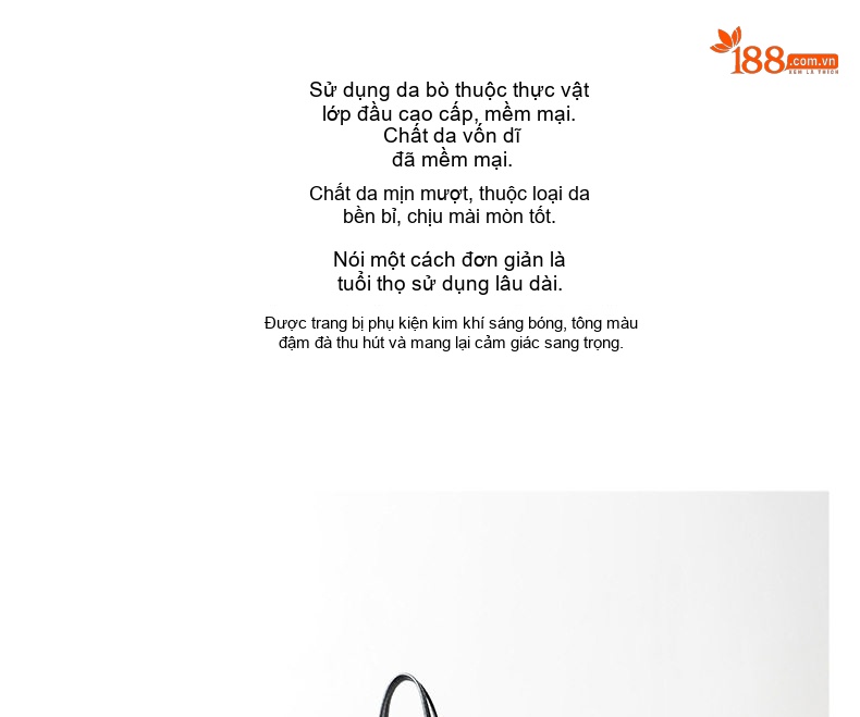 Túi Tote Nữ Da Bò Mini Kiểu Dáng Tối Giản Màu Đen, Nâu chi tiết 2