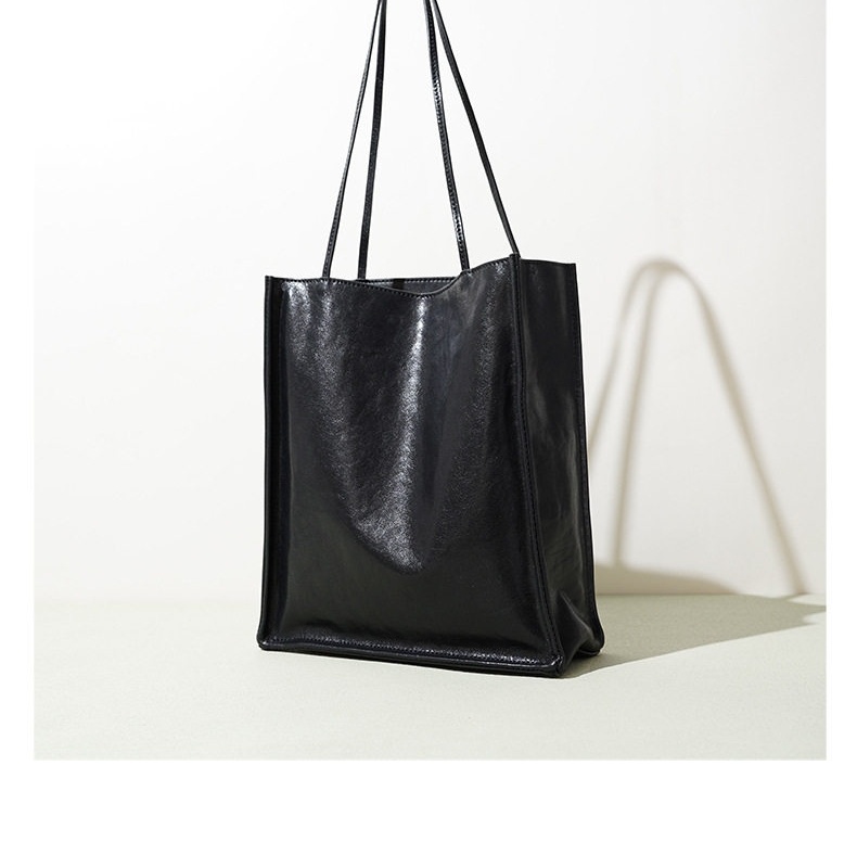 Túi Tote Nữ Da Bò Mini Kiểu Dáng Tối Giản Màu Đen, Nâu chi tiết 3