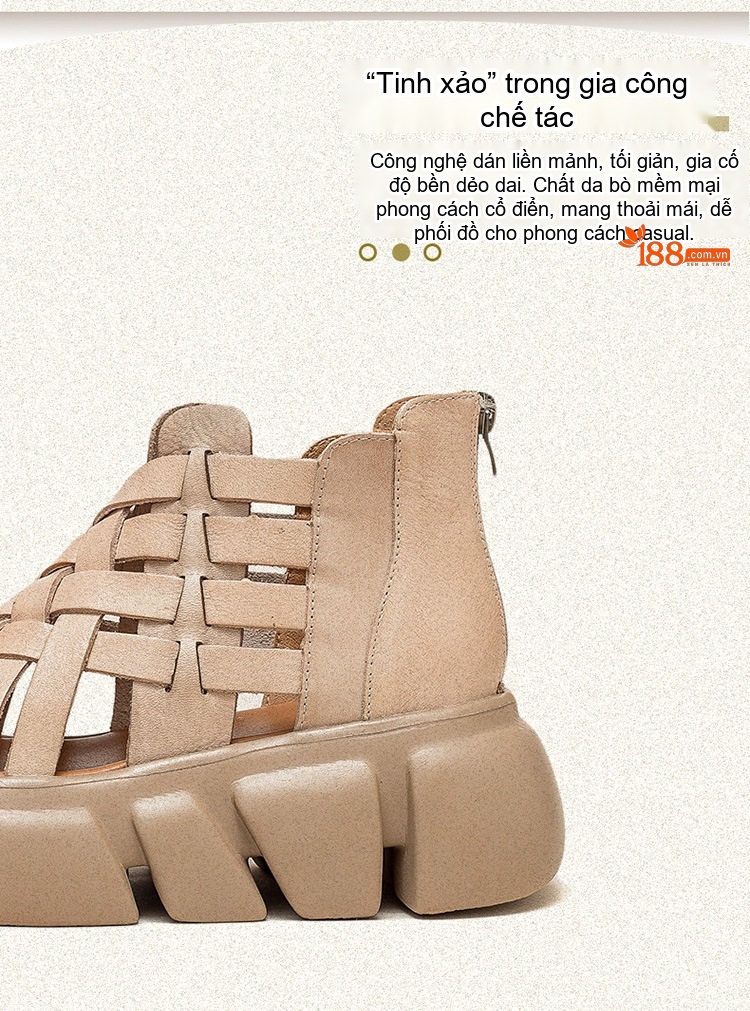 Dép Sandal Nữ Quai Đan Hở Ngón Đế Bệt Thoáng Khí Đế Cao 4cm - 5cm Màu Nâu, Xanh Lá, Kem chi tiết 4
