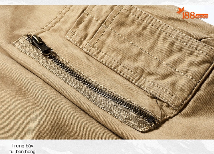 Áo Khoác Bomber Nam Vải Cotton Giặt Nước Cổ Bóng Chày Màu Xanh Olive, Đen, Xanh Navy, Be chi tiết 5