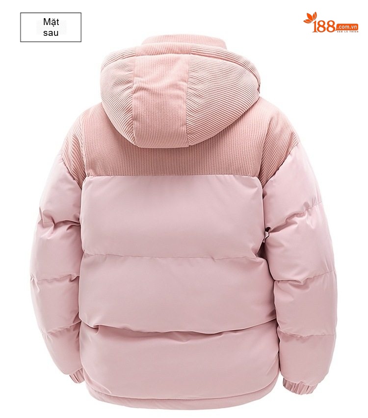 Áo Khoác Phao Nam Nữ Cotton Lót Dày Mũ Rời Chất Liệu Vải Lanh Màu Be, Đen, Xanh Lá, Hồng... chi tiết 26