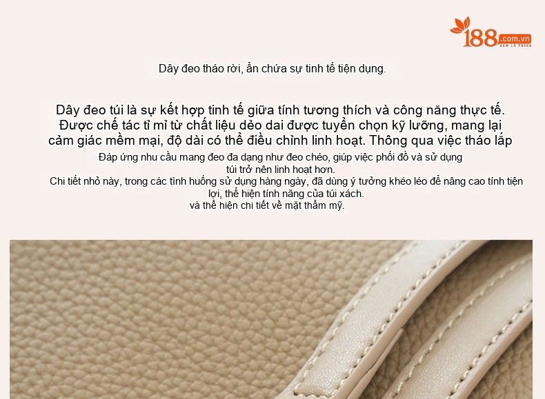 Túi Đeo Vai Nữ Da Bò Công Sở Cao Cấp Đa Năng Màu Be, Nâu, Đen chi tiết 14