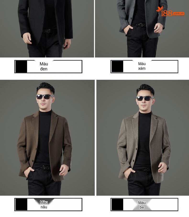 Áo Khoác Blazer Nam Hai Mặt Lông Cừu Áo Phao Lót Lông Vũ Có Thể Tháo Rời Màu Đen, Nâu, Xám chi tiết 35